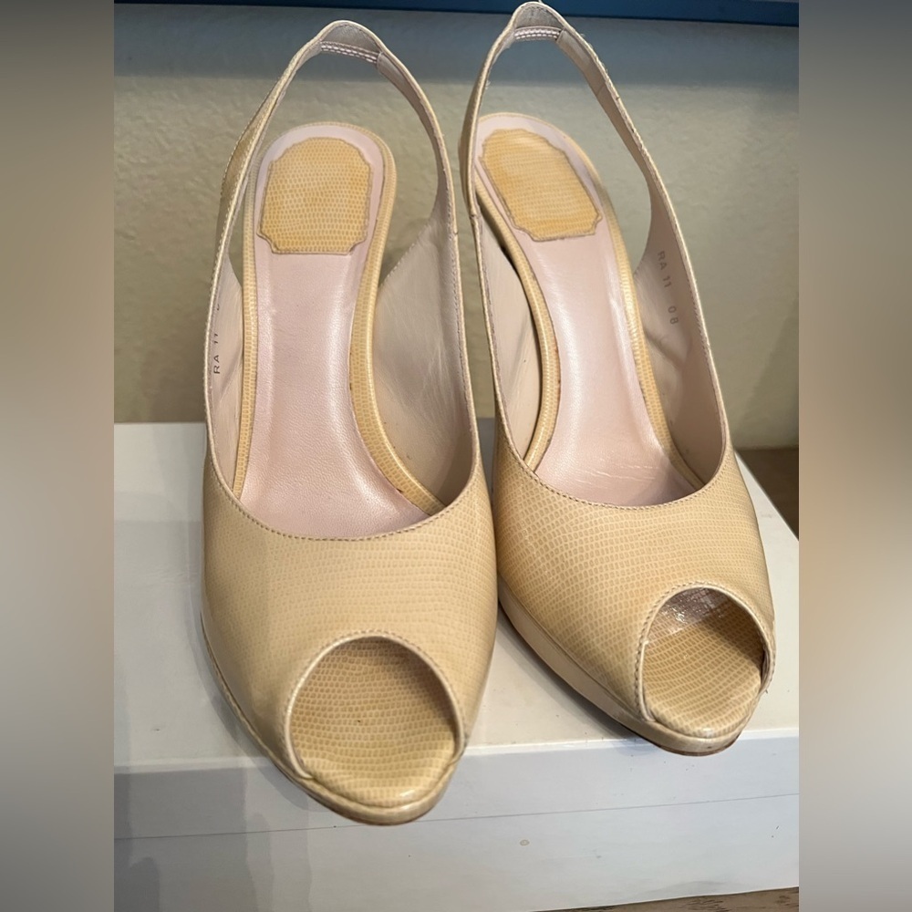 Dior Beige Slingback Peep-toe Pumps Size 38 - Picture 2 of 11